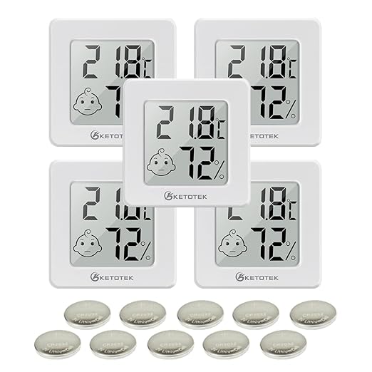 KETOTEK 5 Pack Thermometer Room Hygrometer Indoor Mini Temperature and Humidity by KETOTEK