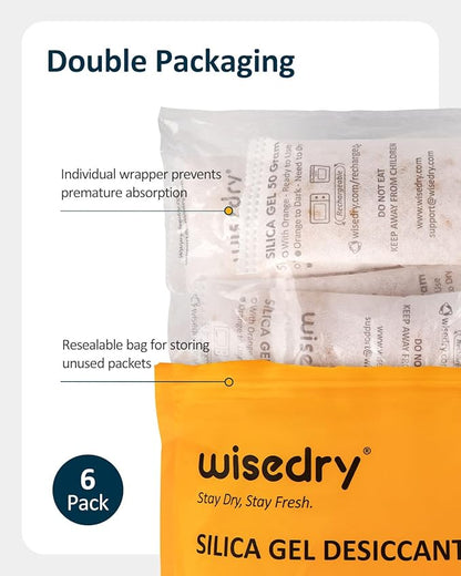 wisedry 50 Gram Rechargeable Silica Gel Desiccant Packets Fast Reactivate - Image 3