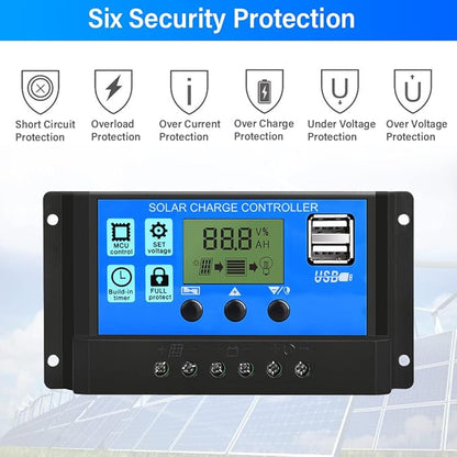 PWM Solar Charge Controller 30A Solar Panel Controller 12V/24V Auto Adjustable - Image 6