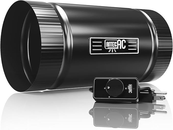 4 Inch Inline Duct Fan with Speed Controller –130 CFM, Ultra-Quiet 48dB by AITECAC