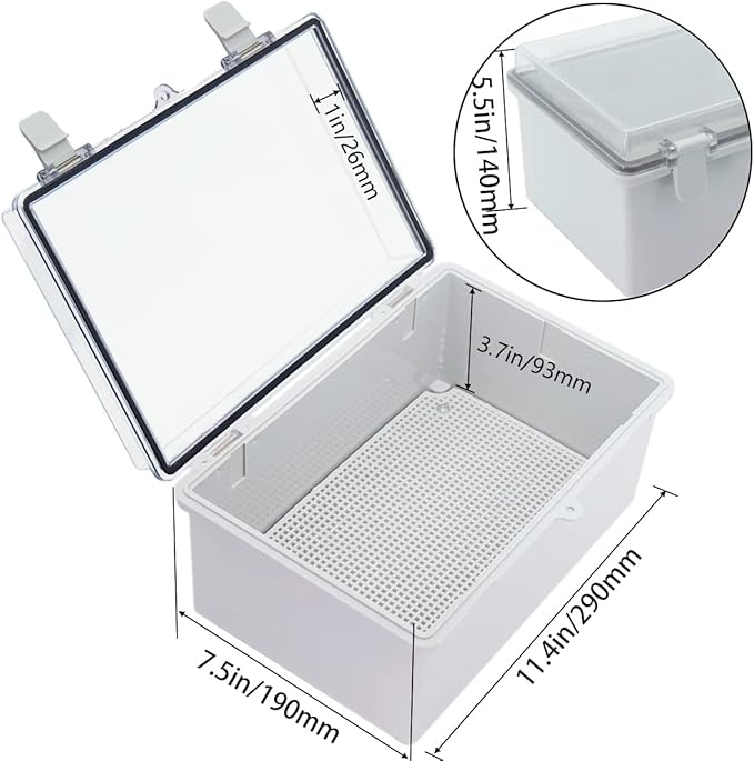 Junction Box, Hinged Clear Cover IP67 Waterproof ABS Project Box - Image 3