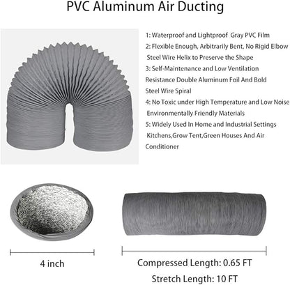 4Inch 10FT Long Flexible Aluminum Air Ducting, Heavy-Duty Grey 4 Layer Dryer - Image 2
