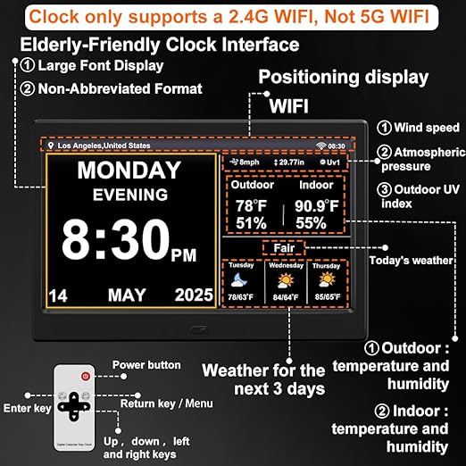 2025 New Digital Clock with Temperature/Humidity & Weather Forecast, Auto Time - Image 2