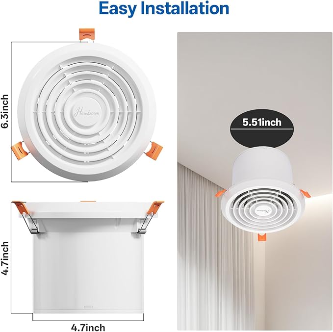 4inch Exhaust Fan, 110 CFM Wall Mounted Vent Fan, 1.0 Sone Quiet, Windows - Image 4