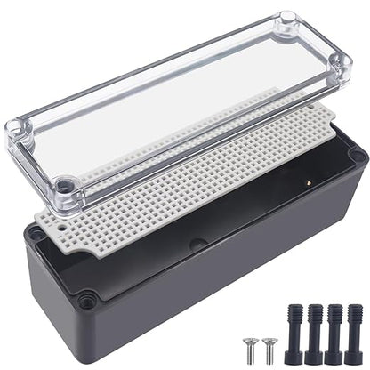 Junction Box, IP67 Waterproof ABS Black Project Box Clear Cover by Otdorpatio