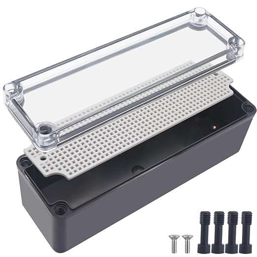 Junction Box, IP67 Waterproof ABS Black Project Box Clear Cover by Otdorpatio