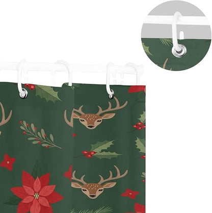 Christmas Deer Green Shower Curtain Liner 72×72 inch - Image 5