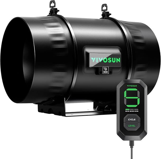VIVOSUN T8 8" Inline Duct Fan & 3 Cycle Modes E12 Speed Controller, AeroZesh by VIVOSUN