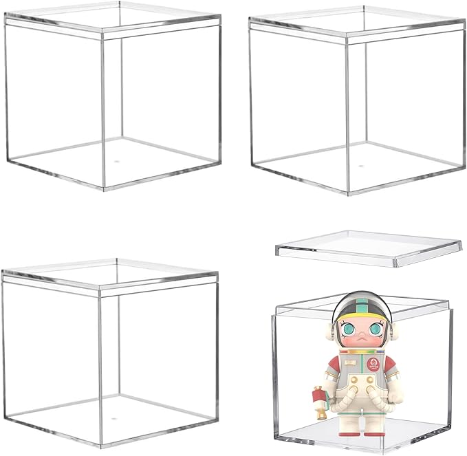 Acrylic Box Clear Boxes with Lids 4 Pieces Acrylic Display Cube Graduation by LOVPLAY