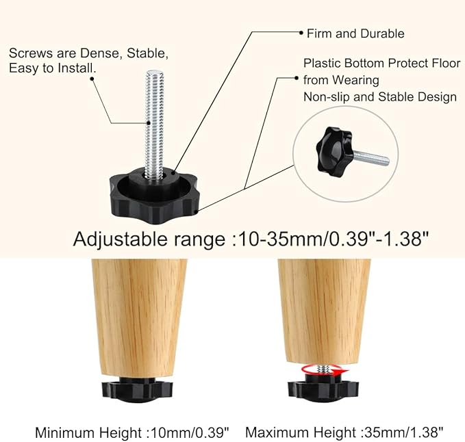 uxcell M6 x 35 x 32mm Hand Screw Leveling Feet Adjustable Leveler Floor - Image 4