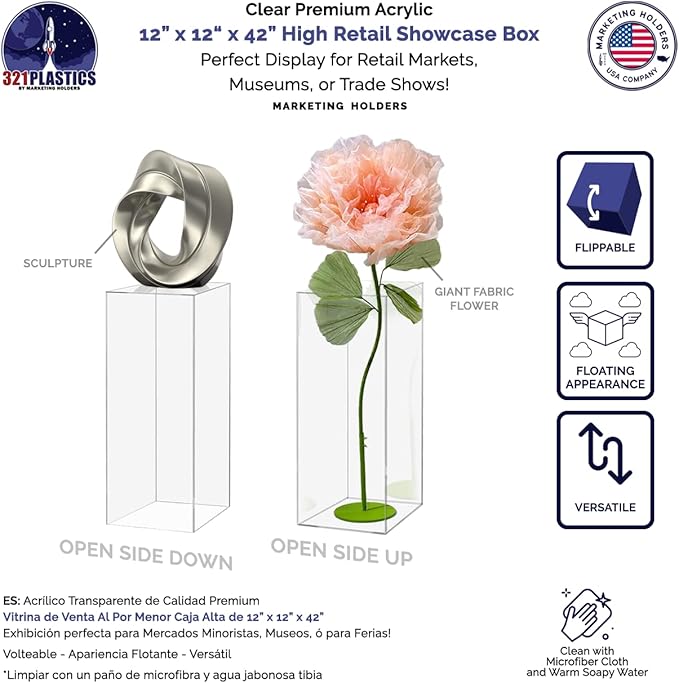 Marketing Holders Acrylic Display Riser Box Hollow No Lid Clear Podium Display - Image 2