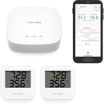 YoLink Smart Temp & Humidity Sensor, LoRa Long Range, 2 Year Battery, Indoor by YoLink