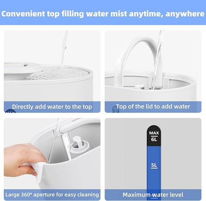 6L Humidifiers for Bedroom Large Room Home, Cool and Warm Humidifier for Baby - Image 6