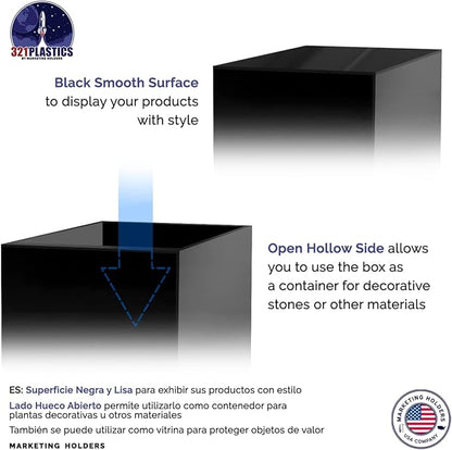 Acrylic Display Riser Box with One Open Side Versatile Glossy Black 12" x 12" x - Image 4