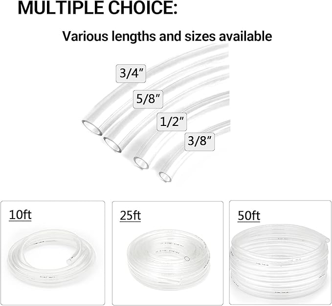 5/8’’ ID × 13/16’’ OD - 50 ft Clear Plastic Vinyl Tubing - Image 6