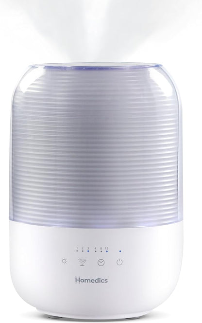 Homedics Ultrasonic Cool Mist Humidifier, Top-Fill 3L Water Tank, Covers 395 by Homedics