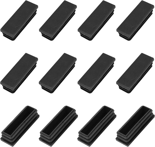 METALLIXITY Rectangle End Caps 12Pcs, Plastic Rectangle Tube Inserts Threaded by METALLIXITY