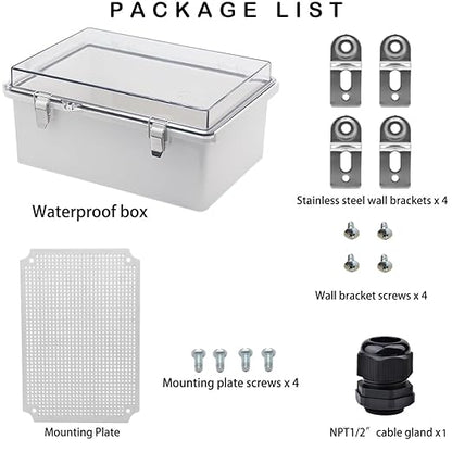 Waterproof Electrical Box, IP67 Junction Box Stainless Steel Latch Hinged Clear - Image 5
