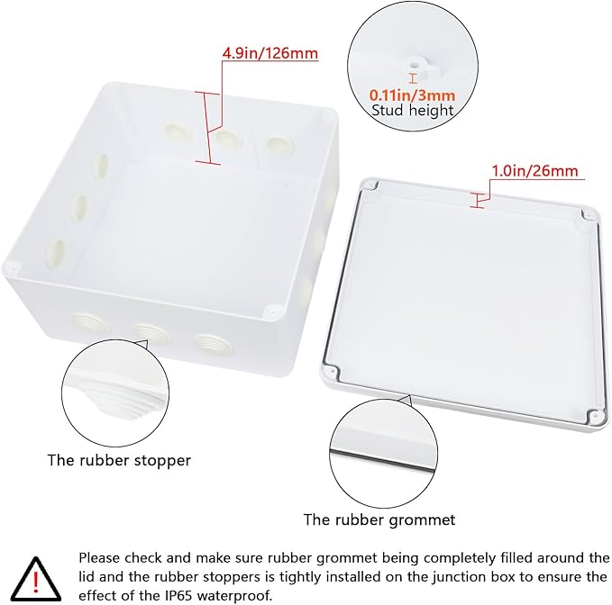 LeMotech Junction Box, ABS Plastic IP65 Waterproof and Dustproof, Universal - Image 4