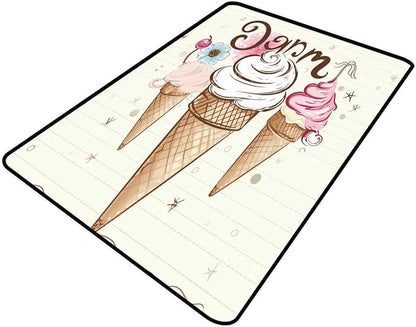Floor Covering, Three Ice Creams Pattern Printing Foldable Area Rugs Fade by Snarena