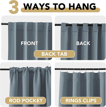 H.VERSAILTEX Blue Back Tab Blackout Curtains 102 Inch Long - Image 4