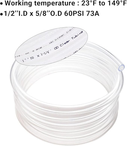 Clear Plastic Tubing 1/2" ID × 5/8" OD -100 Ft Dimensions 60PSI, Flexible Vinyl - Image 5