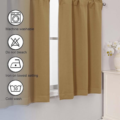 Chyhomenyc Gold Short Blackout Curtains 30 Inch Length, Small Kitchen Curtain - Image 7