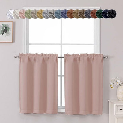 Chyhomenyc Blush Pink Short Blackout Curtains 30 Inch Length, Small Kitchen by Chyhomenyc