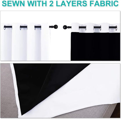 NICETOWN Pure White 100% Blackout Lined Curtains, 1 Pair, 2 Thick Layers Narrow - Image 5