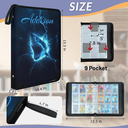 Custom Shark Card Binder, 9-Pocket Trading Card Binder, Personalized Card - Image 3
