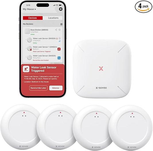 X-Sense Wi-Fi Water Leak Detector Kit, Smart Water Sensor Alarm by X-Sense