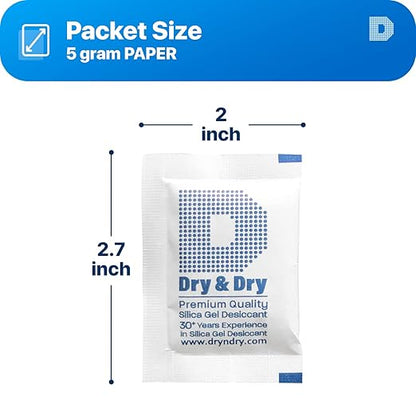 Dry & Dry 5 Gram Silica Gel Packets Silica Gel Desiccants, Silica Gel Packs - Image 2