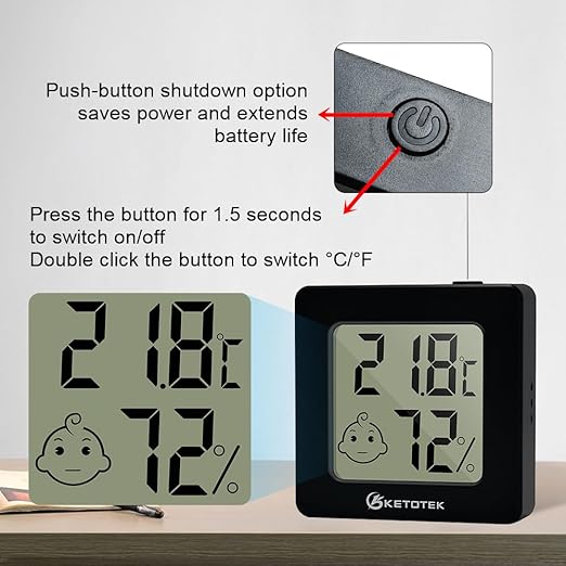 KETOTEK 5 Pack Digital Hygrometer Indoor Thermometer Mini Temperature and - Image 2