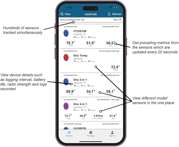 Bluetooth Compatible Thermometer, Hygrometer & Dew Point Sensor and Logger - Image 2