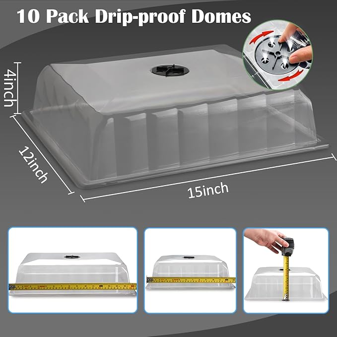 10-Pack Leak-Proof Humidity Domes, Plastic Clear Seed Starter Dome, Seed - Image 6