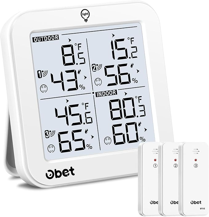OBET Indoor Outdoor Thermometer Wireless Weather Station by OBET