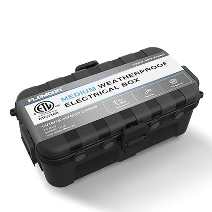 Flemoon Medium Outdoor Electrical Box, IP54 Waterproof Extension Cord Cover w/6 by FLEMOON