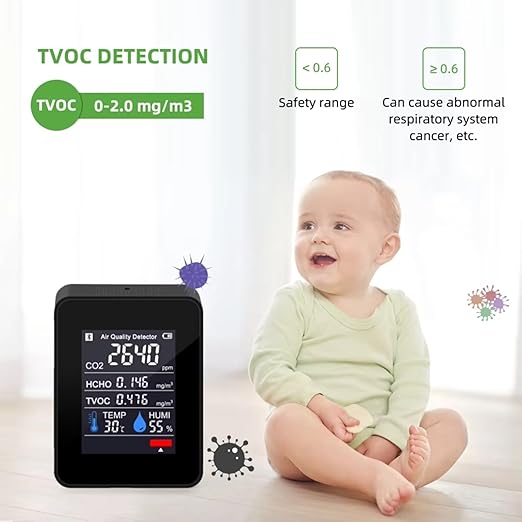 Air Quality Test Kit Monitor, Real Time Smart Colorful Display Clear - Image 6