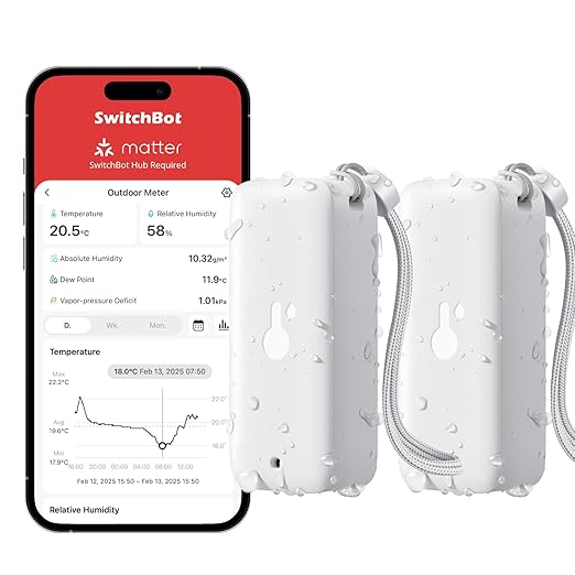 Bluetooth Hygrometer Thermometer, IP65 Indoor Outdoor Humidity Sensor by SwitchBot