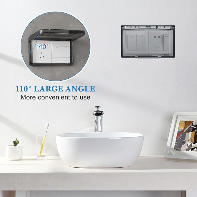 Waterproof Switch Cover Double Outlet Low Profile Wall Protector Ultra-Thin - Image 7