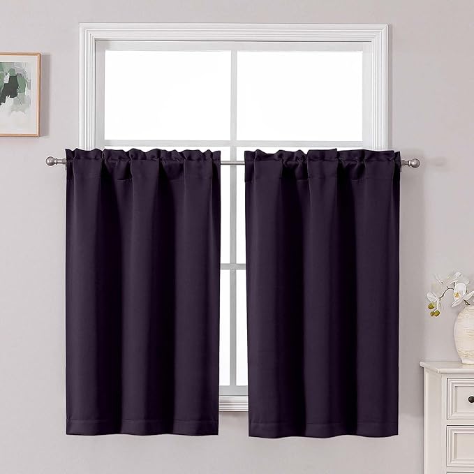 Chyhomenyc Short Curtains 45 Inch Length, Small Kitchen Curtain Rod Pocket Half by Chyhomenyc