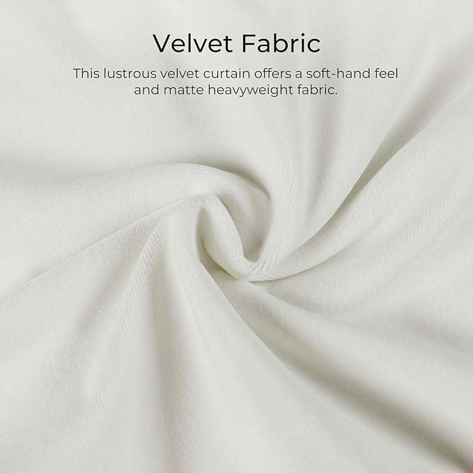 TWOPAGES Luxury Velvet Curtain Pinch Pleated Off White Curtain 84 inch Long - Image 3