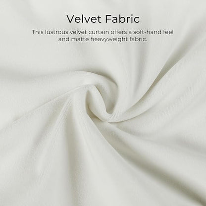 TWOPAGES Luxury Velvet Curtain Pinch Pleated Off White Curtain 108 inch Long - Image 3
