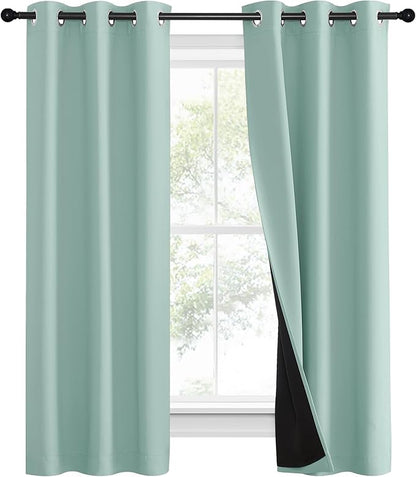 NICETOWN Aqua Blue 100% Blackout Curtain Set, Thermal Insulated & Energy - Image 2