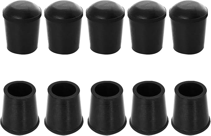 10 PCS Black Round Rubber Chair Leg Caps Tips, Vinyl Rubber End Kits, Soft by Zinkebol