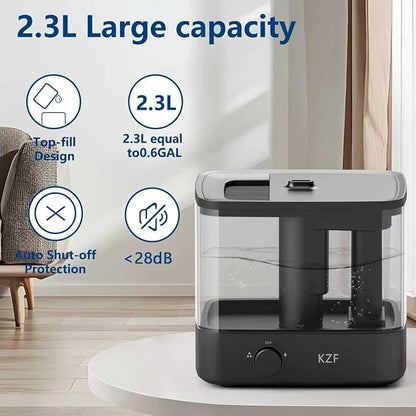 KZF 2.3L Top-Fill Cool Mist Humidifier – Whisper-Quiet, Auto Shut-Off, Baby - Image 2