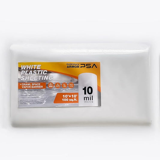 Crawl Space Vapor Barrier, 10mil Film, Heavy Duty Polyethylene Film, Drop Cloth by PureSpaceArmor