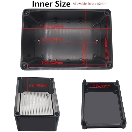 Junction Box, IP67 Waterproof ABS Black Project Box - Image 4