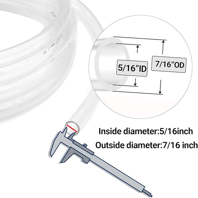 Clear Vinyl Tubing 5/16" ID × 7/16" OD -25 Ft 60PSI, Flexible Plastic Tubing - Image 2