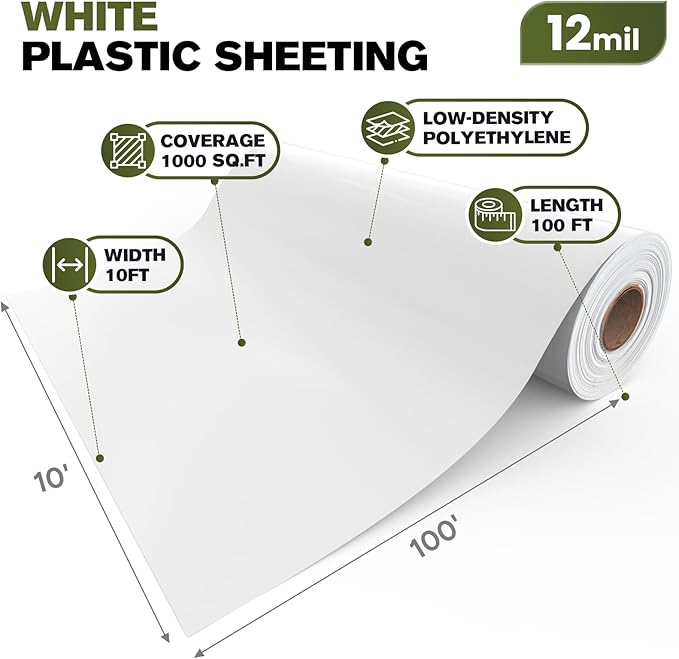White Crawl Space Vapor Barrier, 12 Mil Vapor Barrier, Heavy Duty Polyethylene - Image 3